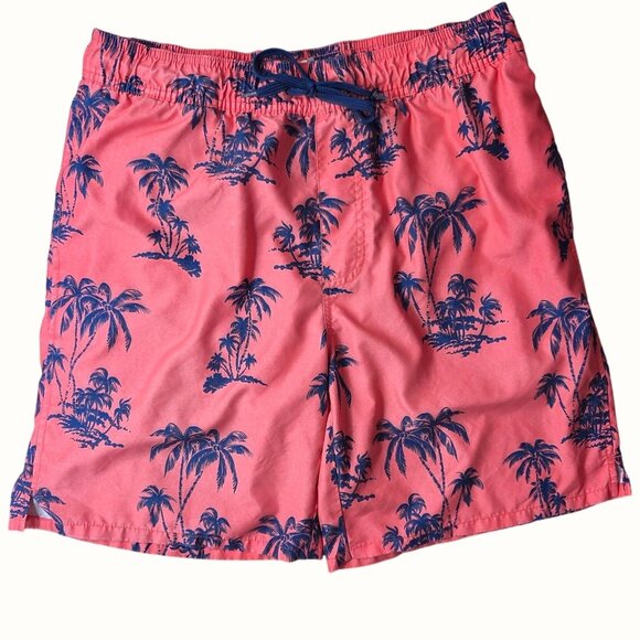 Old Navy Other - Old Navy Men's Pink Blue Tropical Palm Tree Print Lined Swim Trunk Shorts Size M